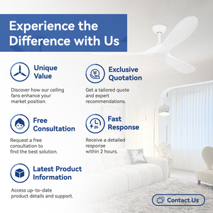 60 ''trắng Quạt trần không có ánh sáng 60 inch Quạt trần ngoài trời không có ánh sáng, 3 lưỡi rắn gỗ không thấm nước fan hâm mộ với điều khiển từ xa - Product Image 2