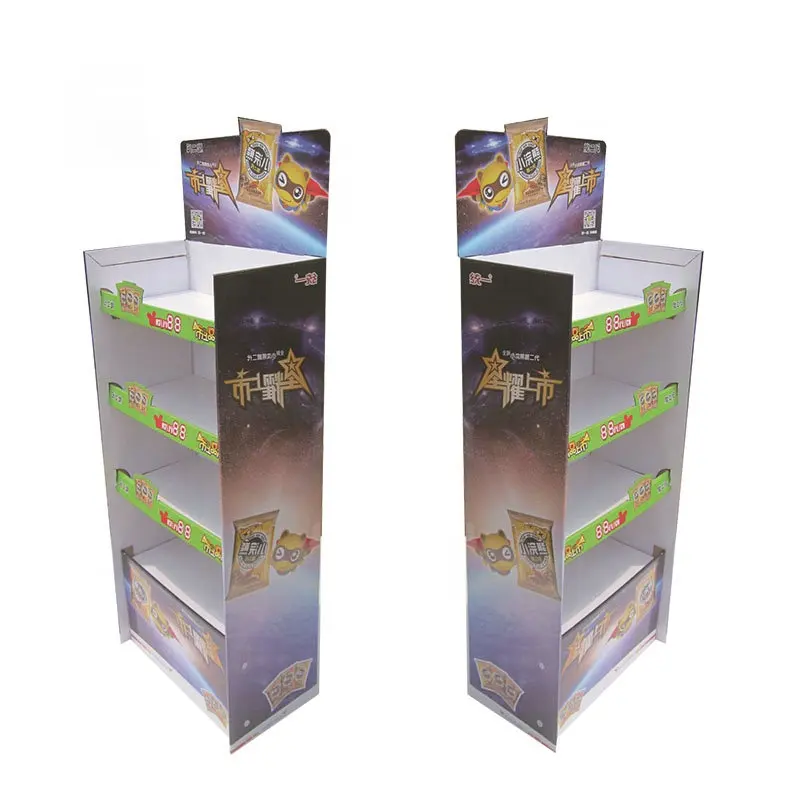 Kunden spezifische POP Up Papier Display Supermarkt Karton Boden Display Stand für Lebensmittel Kartoffel chips