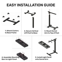 Base Compacta para Terapia de Luz Roja con Elevación Neumática, Altura Ajustable, Capacidad de 30 kg, Instalación Rápida en 10 Minutos