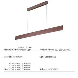 Suspension LED Linéaire Minimaliste en Aluminium et Acrylique, Style Nordique Moderne, Lampe Bande Lumineuse pour Bureau et Bar, Lustre en Métal Brossé, Vente en Gros - Product Image 2