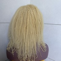 Perruque Lace Front en Cheveux Humains Bruts Blond 613, Cuticules Alignées, Afro Kinky Curly Coily 4A 4B, Origine Birmane, pour Femmes Noires