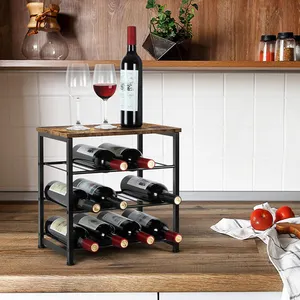 3 Tier Freestanding Organizer Holder Stand Storage Shelf Home Counter Top Decoration Wine Rack Wood Wine Storage Holders