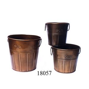 Jardinière décorative en métal de jardin à la maison de vente chaude avec des pots de fleurs de jardin antiques bruns ensemble de 3 pièces - Product Image 4