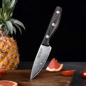 Cuchillo para cortar frutas QXF de gama alta de 3,5 pulgadas, cuchillo para pelar frutas de acero inoxidable con mango de Pakkawood