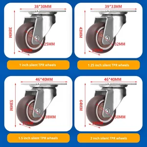 1 Zoll Tatami Silent Furniture Lenkräder mit Bremse 1,5 Zoll TPR Universal und 2 Zoll Richtungs stangen räder - Product Image 2
