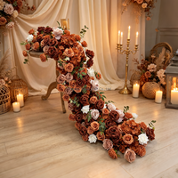Chemin de table en fleurs de terre cuite pour décoration de mariage d'automne, arrangement floral artificiel pour table de mariage