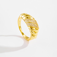 FUAMAY 2025 élégant soirée bijoux en laiton cuivre torsadé cubique zircone pavé anneau glamour déclaration élégant et luxueux