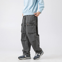 Pantalon ample droit mi-élastique en coton pur lavé, design original, unisexe, rétro, tendance, marque de rue, élégant