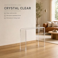Table basse rectangulaire en acrylique transparent style nordique minimaliste de luxe pour salon