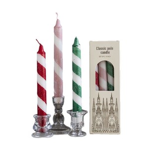Red Green Pink Glitter Stripe Design Smokeless Party Dinner Table Decorative Aromatherapy <b>Candle</b> Christmas <b>Taper</b> <b>Candles</b> - Product Image 5