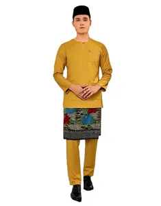 Malaysia Eid Moslim Mannen Baju Kurung Melayu Slimfit Cutting Zijde Model Borduurwerk Songket En Baju Melayu Baju Raya