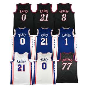 Hommes de Philadelphie # 0 Maxey # 77 Edgecombe # Maillot de basket respirant sans manches 88 Paul George, chemise de sport cousue, édition City - Product Image 1