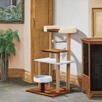 Arbre à chat de luxe moderne et classique en bois MDF durable avec sisal, jouet de Noël et d'Halloween pour chats et chiens, emballé en carton