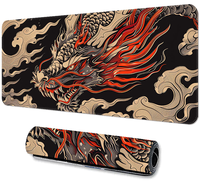 Tapis de Souris XXL Dragon Chinois Noir et Rouge avec Impression par Sublimation pour TCG