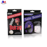 Boîte de papier d'emballage de capot de cheveux de satin de conception personnalisée Boîte de capot de tresse de Durag Boîtes claires de capot de fenêtre de PVC avec le logo pour l'emballage