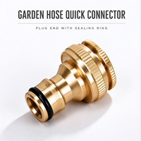 Robinet d'arrosage de jardin jaune à double sortie bidirectionnelle en acier inoxydable 1/2"-3/4" avec adaptateur de robinet, filtre d'irrigation et ensemble de raccords rapides pour tuyau