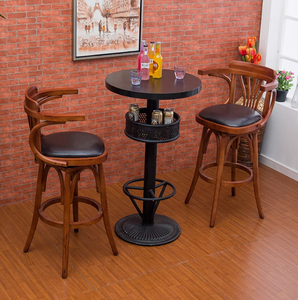 Muebles de Bar de Estilo Vintage Americano para <span class=keywords><strong>Restaurante</strong></span> y Hotel Moderno, Combinación de Mesas y Sillas Altas de Madera Maciza - Product Image 1