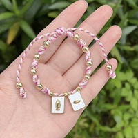 Bracelets scapulaires faits à la main LS-L5743, bracelets à médailles et croix avec émail blanc, bracelet tressé multicolore, style bohème