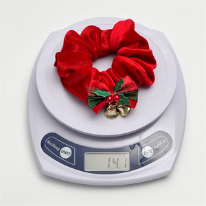 Arc de Noël accessoires pour cheveux rouges et verts tissu à paillettes grand arc cercle de cheveux bandeau élastique fille en <span class=keywords><strong>velours</strong></span> - Product Image 4