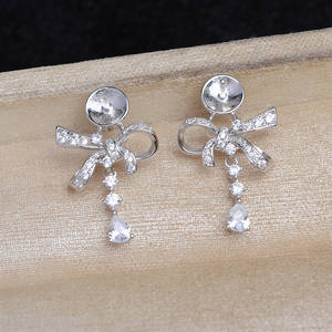 Support d'oreille en argent Wenchi S925 avec nœud, 10-12 mm, accessoires de bricolage pour bijoux en perles, semi-finis, 15669, composants de bijoux - Product Image 4