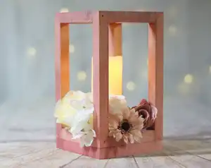 JUNJI candela in legno lanterna centrotavola rustico decorazione della tavola di nozze decorazione della fattoria portacandele in legno,