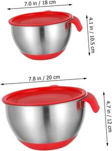 Lot de bols mélangeurs en silicone et acier inoxydable pour salade de fruits, avec couvercles – Le plus populaire pour la cuisine (vente en gros) - Product Image 5