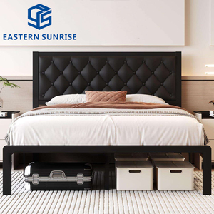 Nuovo Design: Struttura <span class=keywords><strong>Letto</strong></span> in Metallo Resistente con Testiera in Pelle per Casa, Camera da <span class=keywords><strong>Letto</strong></span> e Appartamento - Product Image 2