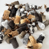 Jouet pour chat en vraie fourrure de lapin avec plumes couineuses, couleur personnalisable, jouet interactif pour animaux de compagnie, jouets à mâcher pour animaux, jouets interactifs pour animaux en mouvement
