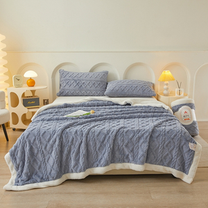 Manta de Lujo Acolchada de Tafetán y Franela <span class=keywords><strong>Sherpa</strong></span>, Tamaño <span class=keywords><strong>King</strong></span>, Manta de Lana Gruesa y Cálida para Invierno, Decoración para el Hogar, para Sofá Cama - Product Image 6