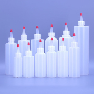 BPA FREE Empty 4oz 8oz Cylinder Round HDPE Plastic Bottle with Red Tip Top for Sauce 12 oz 16 oz Squeeze Sauce Condiment Bottles - Product Image 1