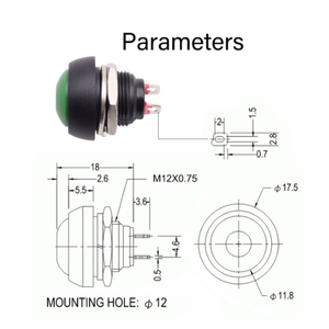 PBS-33B 12MM runder Kunststoff-Druckknopf EIN AUS Momentsc halter 2 Pin 3A 125V Wasserdichter Power Reset Non-Locking - Product Image 6