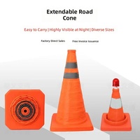 Cône de signalisation réfléchissant pliable/rétractable de 30 cm à fixation au sol, en tissu PP/Oxford, sans signal sonore, pour la sécurité routière