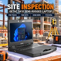 Ordinateur portable semi-robuste Getac S410 G5 pour inspection sur chantier, processeur I5-1340P, 32 Go de DDR5, SSD 1 To, écran tactile FHD 1000 nits