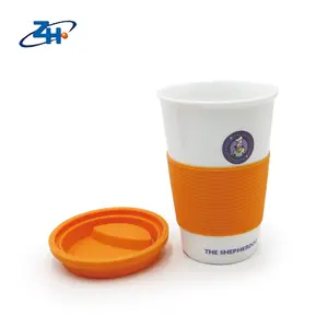 Amazon Vendita Calda Personalizzato Pianura Bianco di Sublimazione di Ceramica Viaggio Tazza di Caffè con Coperchio di Silicone
