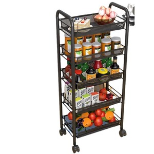 Storage Cart 4 Tier Metal Mesh Rolling Cart Kitchen Storage Rack With Wheels For Organizing Food And Utensils - Product Image 5