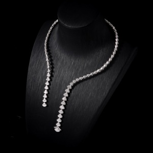 250417 Juego de Collar y Pendientes de Circonita Cúbica de Dubái para Mujer, Chapado en Rodio, Hecho a Mano para Fiestas, Bodas y Compromisos - Product Image 2