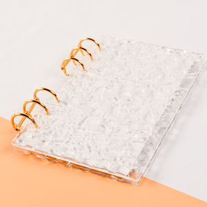 Nuevo Anillador DIY de 6 Anillas Redondas de Metal Dorado Impermeable para Hojas Sueltas, con Papeles Interiores Forrados, A5 <span class=keywords><strong>A6</strong></span>, Cubierta Transparente de Acrílico para Cuaderno - Product Image 6
