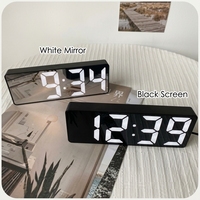 Réveil numérique intelligent à LED avec commande vocale, horloge de bureau moderne, horloge de table, cadeau pour la chambre à coucher, le salon, la décoration de la maison