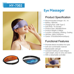 Máscara de Olhos Inteligente 3D de Alta Qualidade Ajustável Máscara de Massagem para Olhos Quente e Fria com Vibração e Calor para Relaxar e Reduzir o Cansaço Ocular - Product Image 6