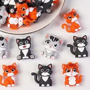 Nouvelles perles en silicone 3D motif chat de dessin animé, mignonnes, pour colliers, bijoux DIY, pendentifs, accessoires de perles, perles en vrac, vente en gros - Product Image 6