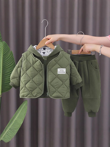 Vêtements pour enfants garçons velours ensemble automne hiver vêtements garçons Cool et beau bébé <span class=keywords><strong>gilet</strong></span> polaire chaud veste trois pièces ensemble - Product Image 2