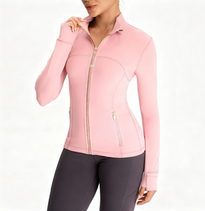 アメリカ海外倉庫 レディース通気性ヨガジャケット ヨガトップ 九分袖 スタンドカラー スポーツフィットネス用 - Product Image 3