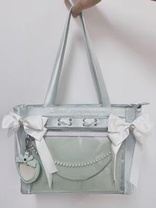 Bolsa de Mano <span class=keywords><strong>Ita</strong></span> de Gran Capacidad en Tela Satén Personalizada con Llavero de Corazón y Lazo de Cinta - Product Image 6