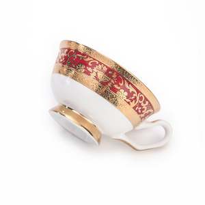 Juego de tazas de café, té, té, cristal, etíope, borde dorado, con patrón de flores - Product Image 5