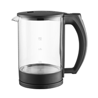 Bouilloire électrique sans fil en verre 1,7 L 2200 W avec protection contre l'ébullition à sec, base détachable à 360°, arrêt automatique, pour hôtel et usage extérieur
