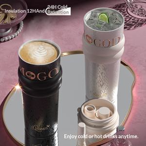 Thermos de luxe haut de gamme avec revêtement en céramique, isolation sous vide, performance thermique de 6 à 12 heures, design portable à motif serpent - Product Image 4