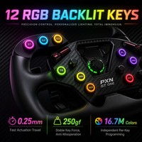 Volant de course PXN GT ONE 300 mm avec 12 boutons RGB, palettes de changement de vitesse magnétiques en fibre de carbone pour base de simulation de course