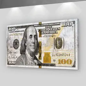 홈 장식 100 달러 빌 인쇄 포스터 동기 부여 그림 캔버스 프랭클린 벽 예술 돈
