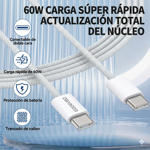 Cable de Datos Tipo C a Tipo C ESEEKGO G-311C, Carga Rápida 6A, Cable de Nylon Trenzado de 4 Pies, Cobre Puro Universal - Product Image 6
