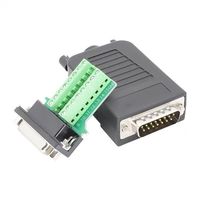 Konektor Tanpa Solder DB15 15Pin D-SUB Adaptor Terminal Breakout Pria untuk Port Serial RS232